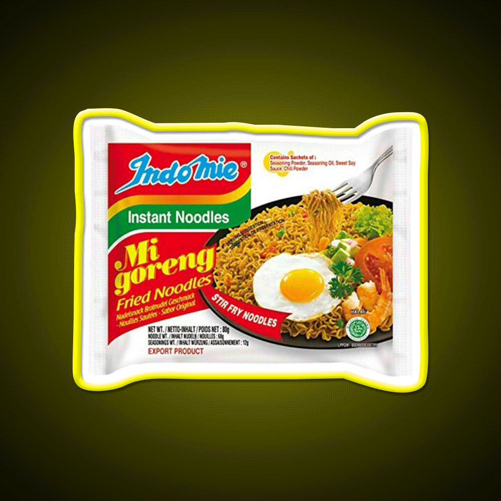 Indomie Original Flavour Fast Food Led Neon Sign For Burger Place Rgb Color