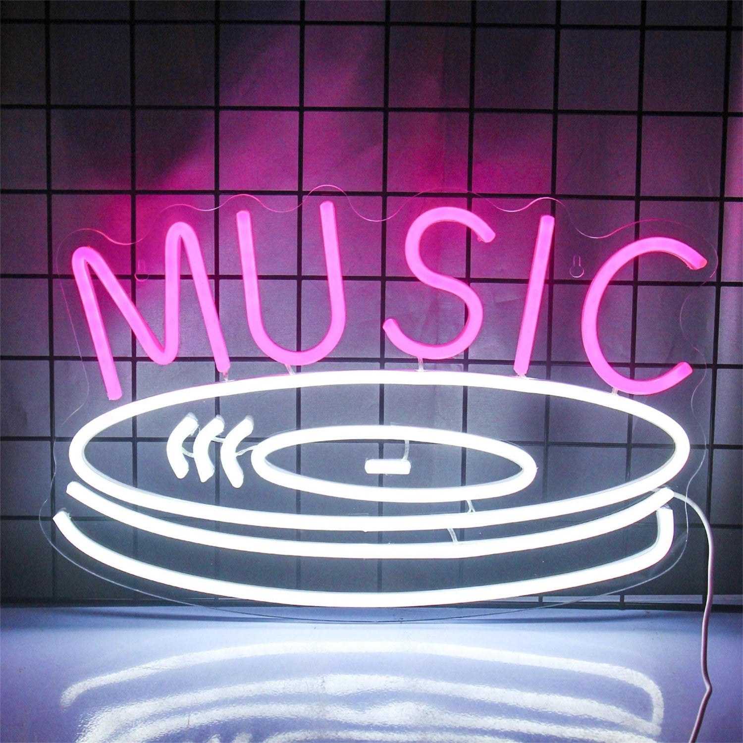 Ineonlife Music Record Vinyl Pink Text Led Neon Sign Retro Music Room Decor - Shineneon