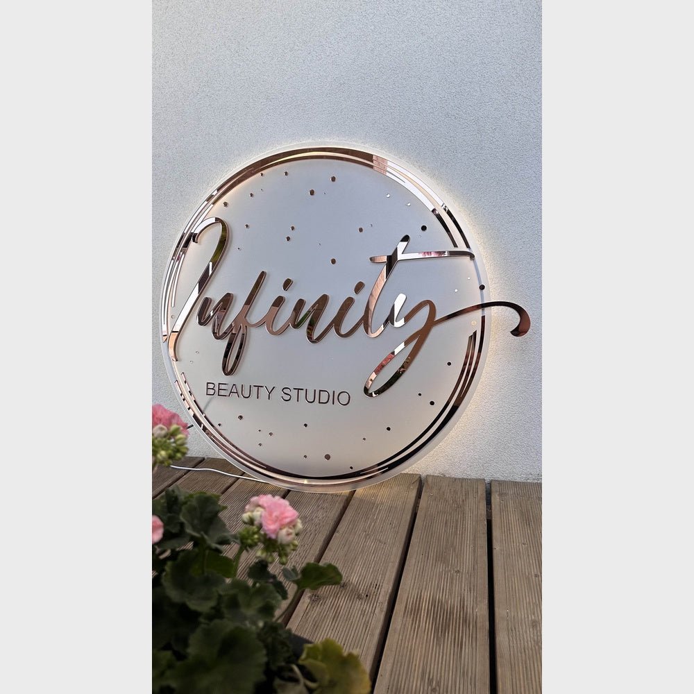 Infinity Beauty Studio Acrylic Business Logo Sign - Shineneon