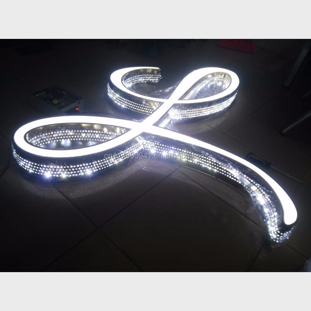 Infinity Ribbon Logo Sign 3D Frontlit And Backlit Channel Letter Led Light Sign