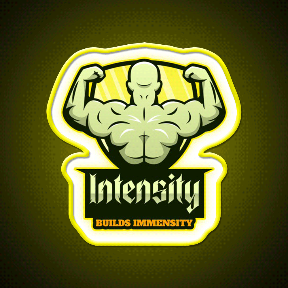 Intensity Builds Immensity Bodybuilding Gym Fitness Led Neon Sign Rgb Color - Custom LED neon sign front view