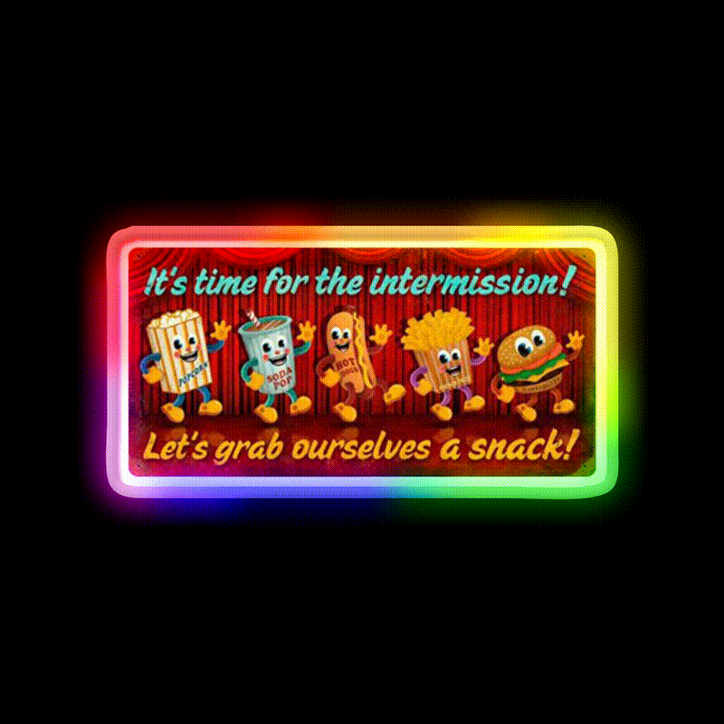 Intermission Snack Time Snack Food Led Neon Sign Rgb Color - LED neon sign close-up detail