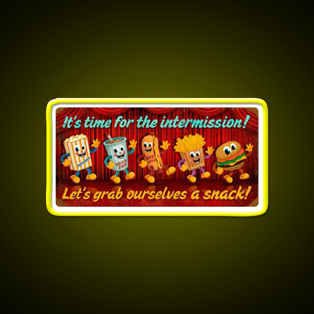 Intermission Snack Time Snack Food Led Neon Sign Rgb Color - Custom LED neon sign front view