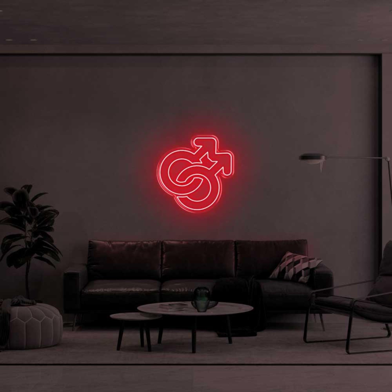 Intertwined Male Symbols Yellow Led Neon Sign For Modern Living Room | Shineneon