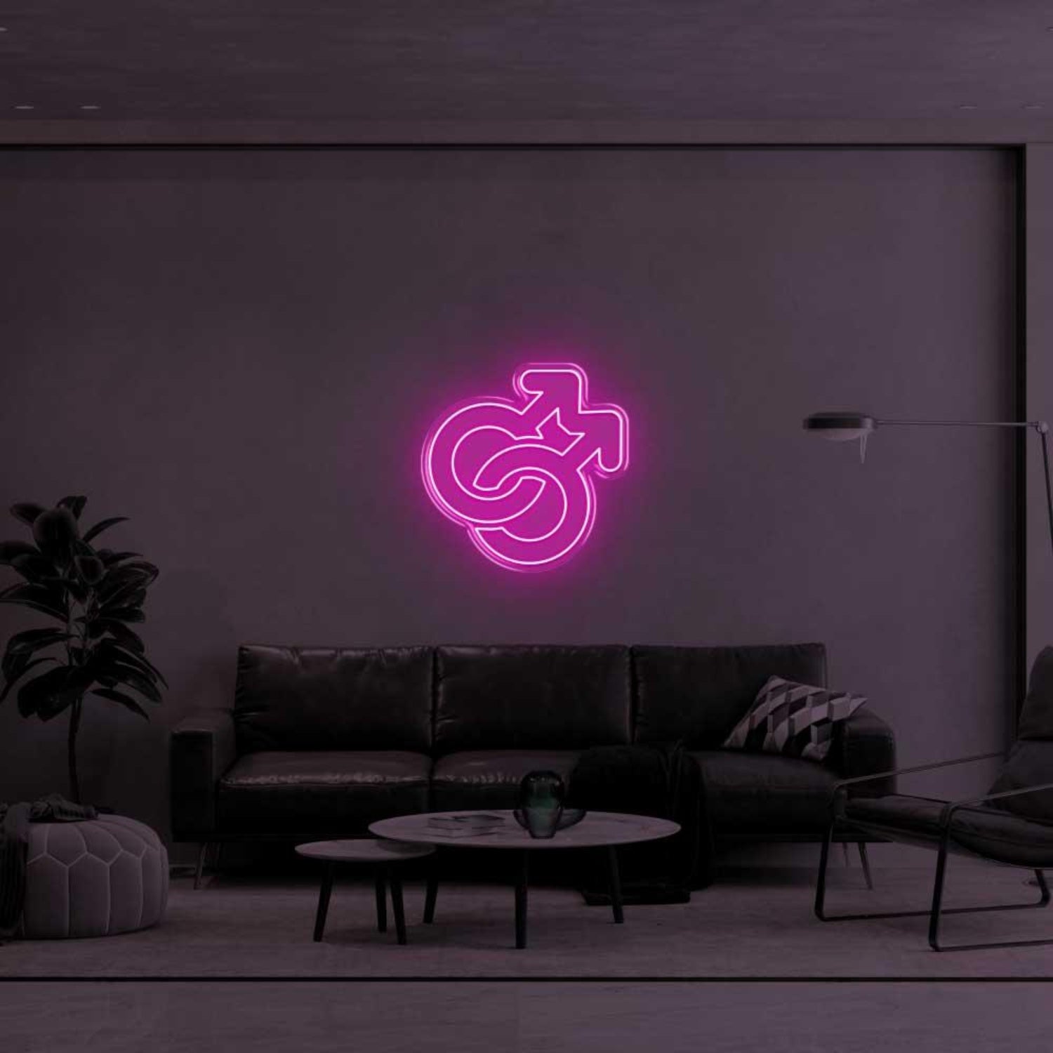 Intertwined Male Symbols Yellow Led Neon Sign For Modern Living Room | Shineneon