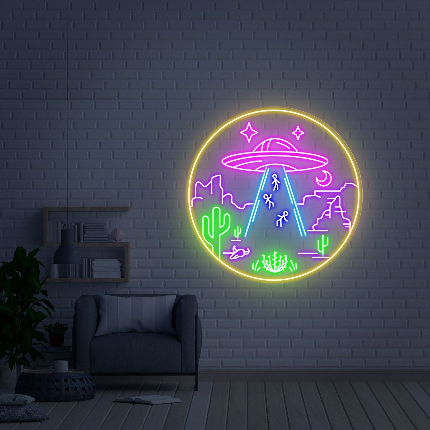 Into A Cosmic Oasis With Ufo Led Neon Sign - Shineneon