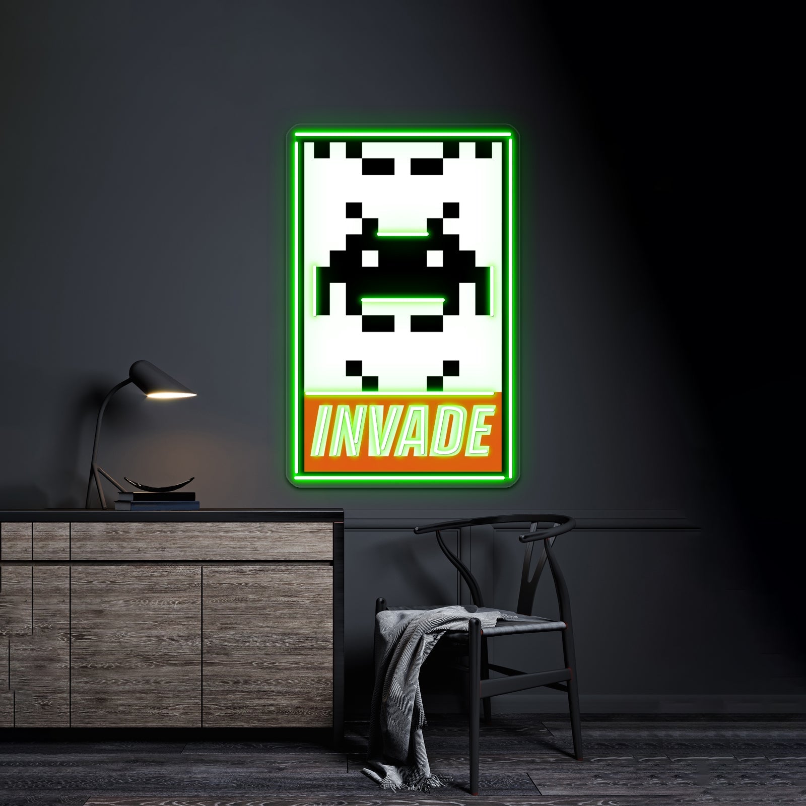 Invade Space Invaders Artwork Room Lights Neon - Shineneon