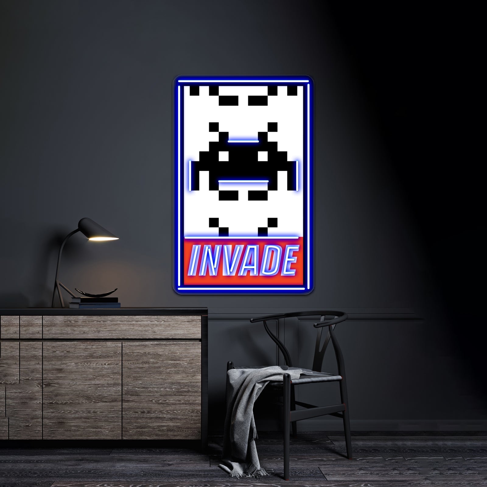 Invade Space Invaders Artwork Room Lights Neon - Shineneon