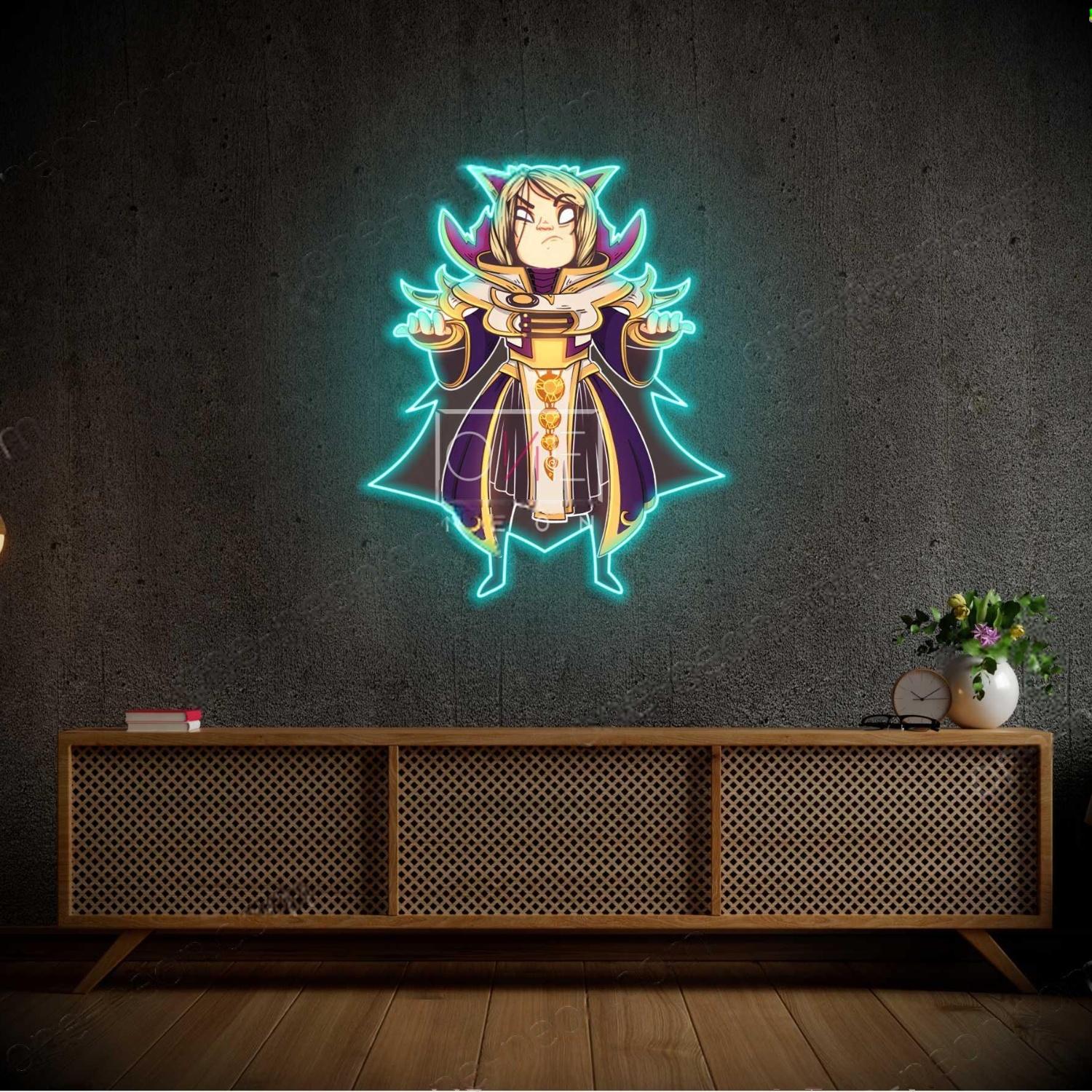Invoker2 Teal Cartoon Led Neon Sign For Anime Room Decor | Shineneon