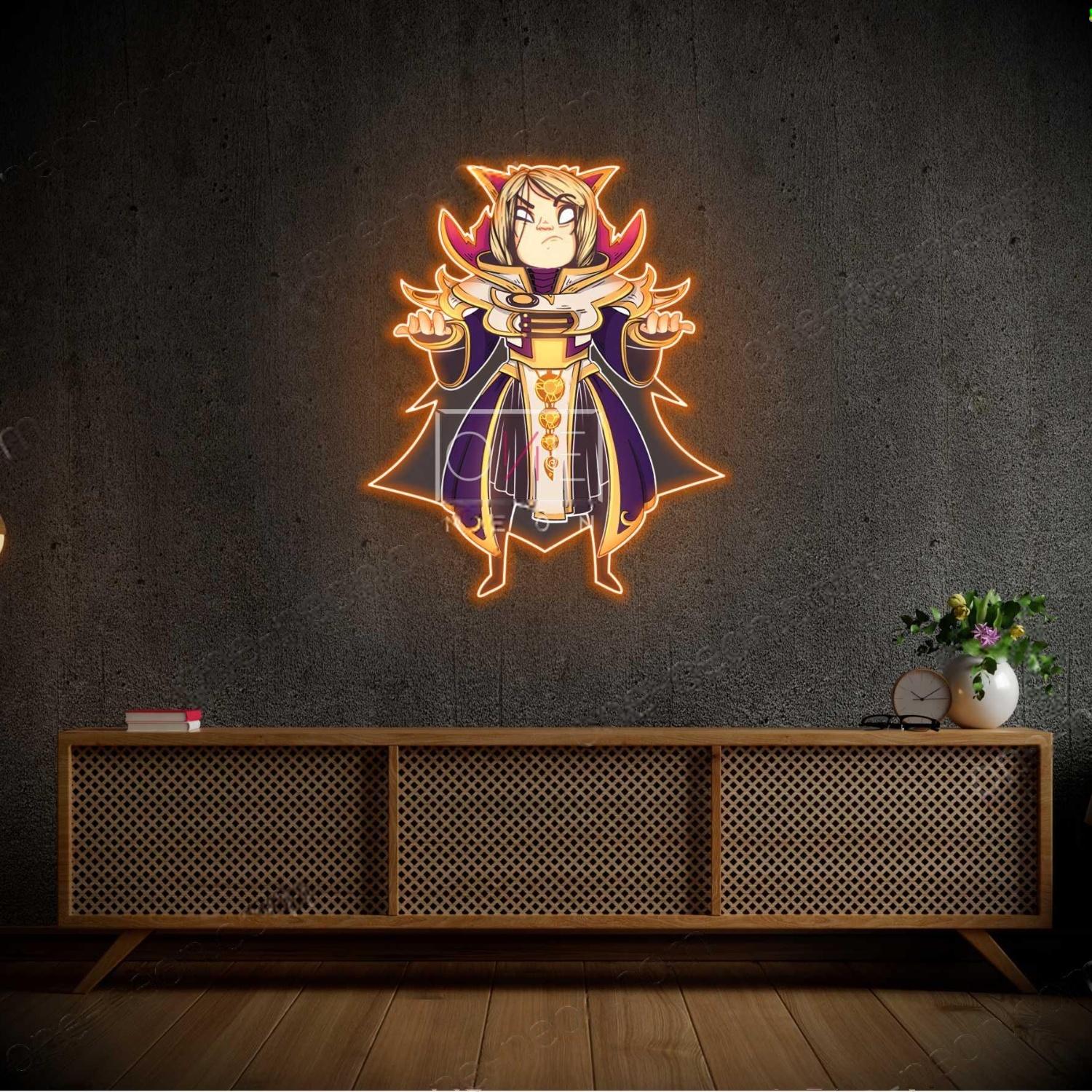 Invoker2 Teal Cartoon Led Neon Sign For Anime Room Decor | Shineneon