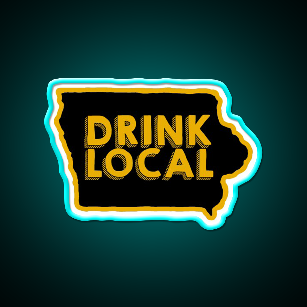 Iowa Drink Local Beer Bar Decor Led Neon Sign Rgb Color - Size and dimension reference