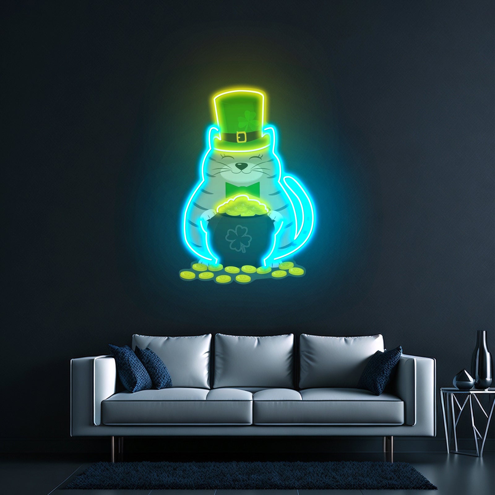 Irish Wolfhound Dog Bright Colorful Pop Dog Artwork Room Lights Neon