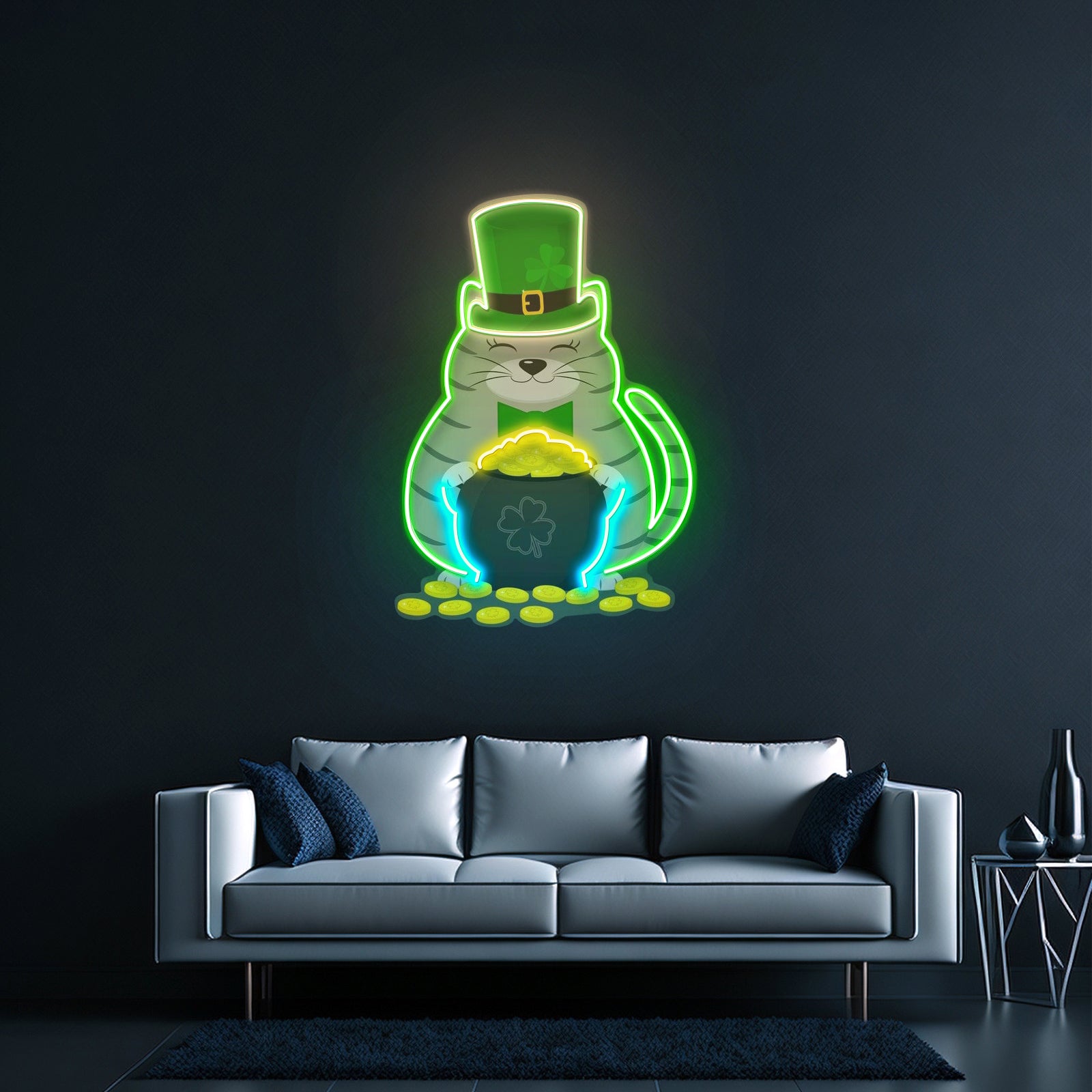 Irish Wolfhound Dog Bright Colorful Pop Dog Artwork Room Lights Neon