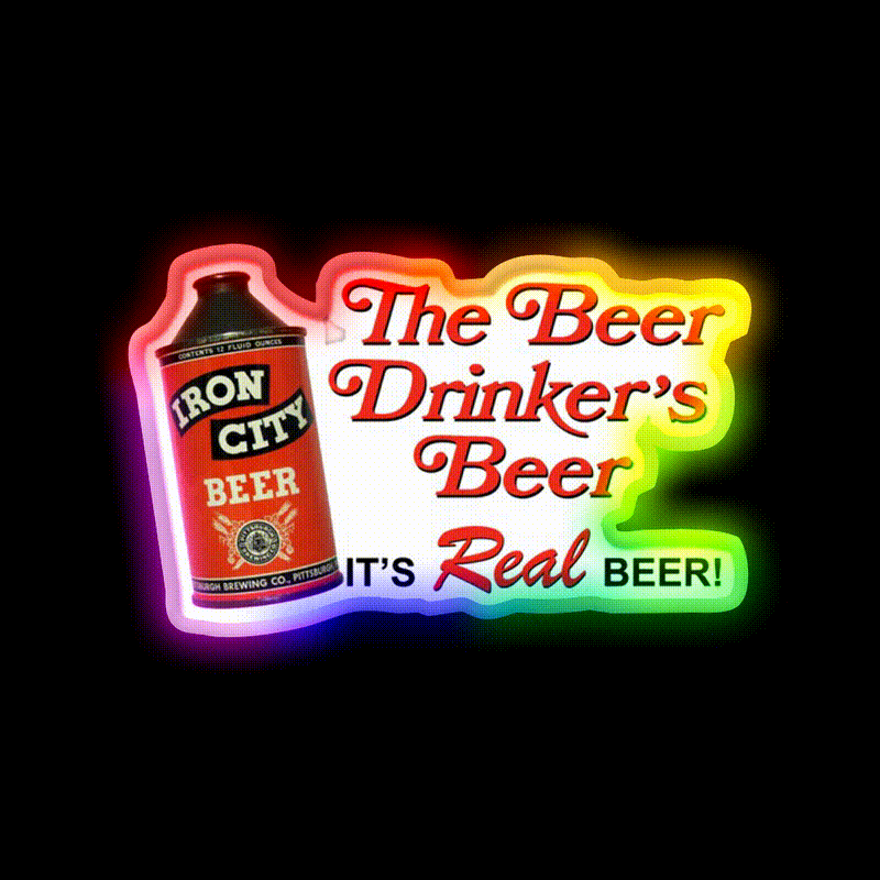 Iron City Beer Old Cone Top Can Design Beer Bar Decor Led Neon Sign Rgb Color - LED neon sign close-up detail