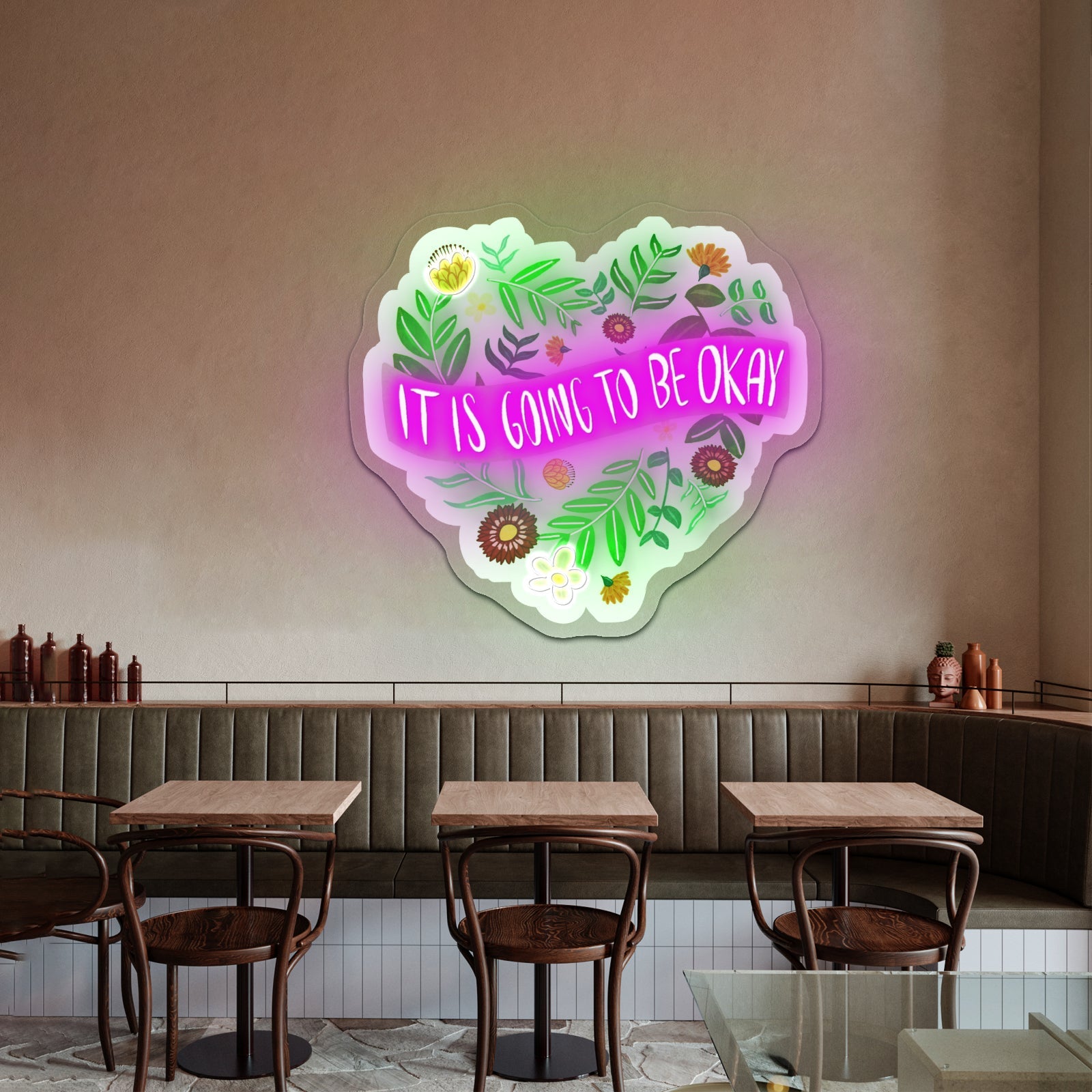 It Is Going To Be Okay Floral Heart Artwork Neon Sign Art - Shineneon
