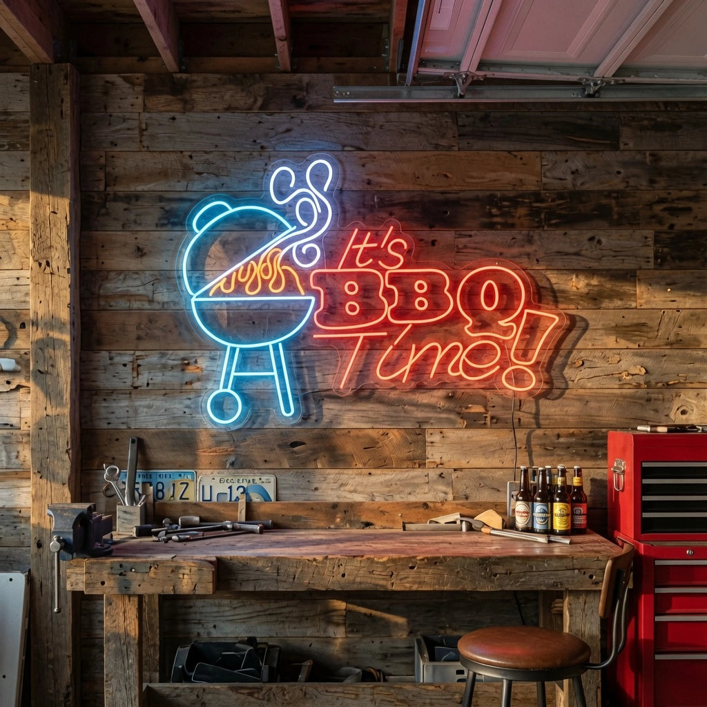 It S Bbq Time Wall Decor LED Neon Sign - 03 Real Lifestyle Scene