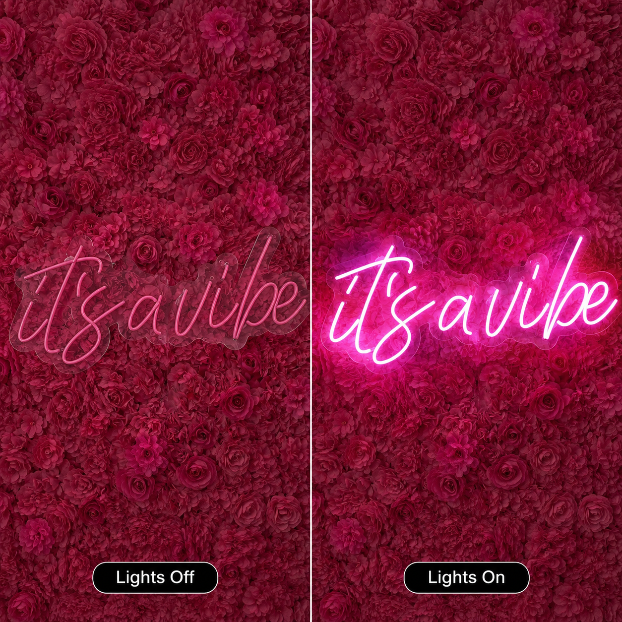 It S Savillie LED Neon Sign - 06 Day Night Comparison