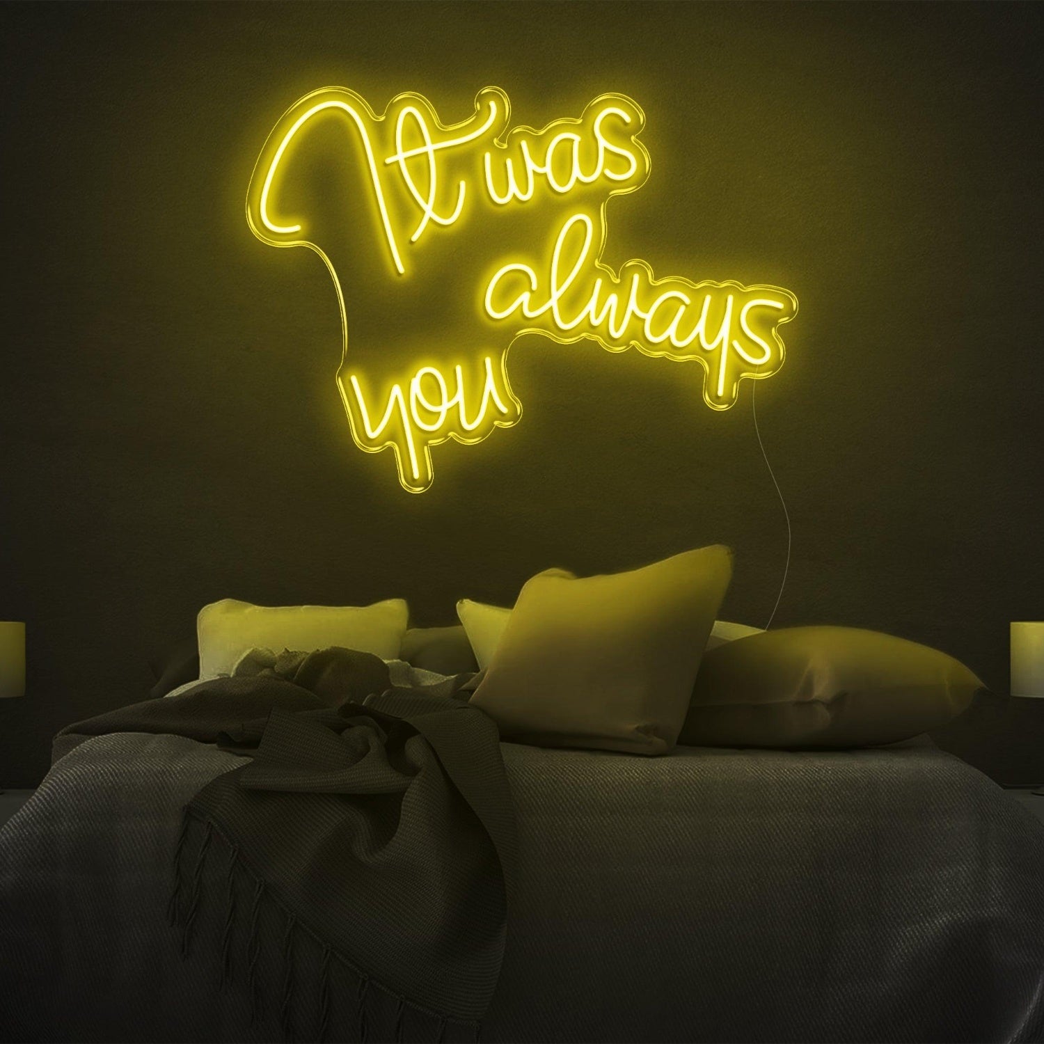 It Was Always You Bright Yellow Cursive Led Neon Sign For Bedroom Decor | Shineneon