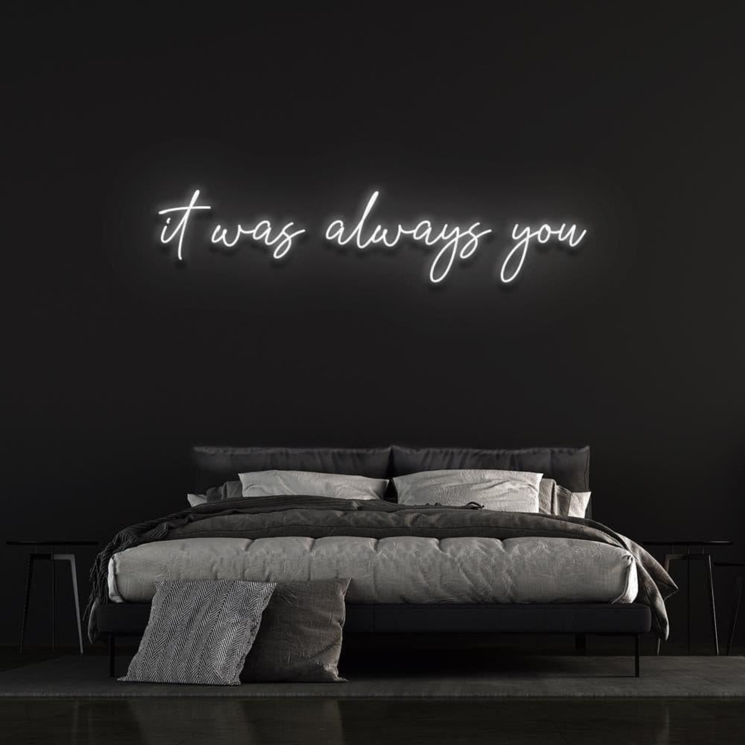 It Was Always You Light Blue Artful Led Neon Sign For Bedroom Wall Decor | Shineneon