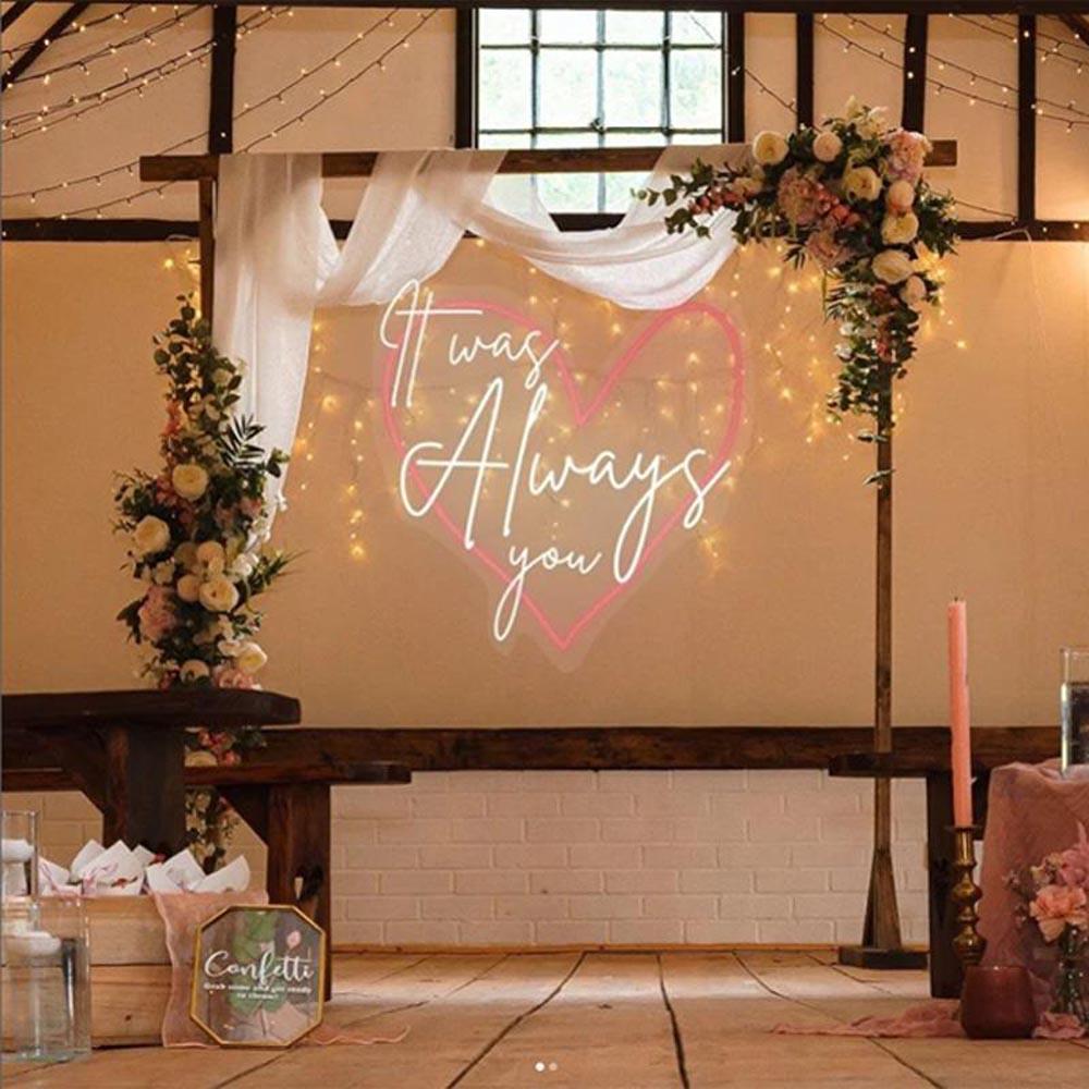 It Was Always You White And Pink Heart Led Neon Sign For Wedding Decor | Shineneon