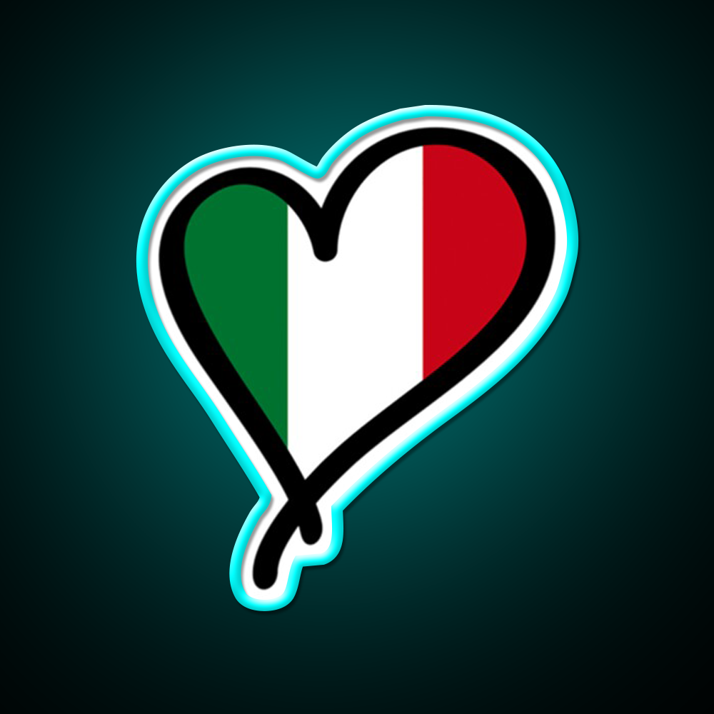 Italian Flag Heart Premium Fast Food Led Neon Sign For Burger Place Rgb Color