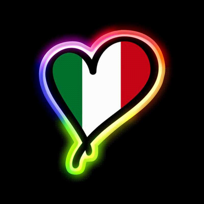 Italian Flag Heart Premium Fast Food Led Neon Sign For Burger Place Rgb Color