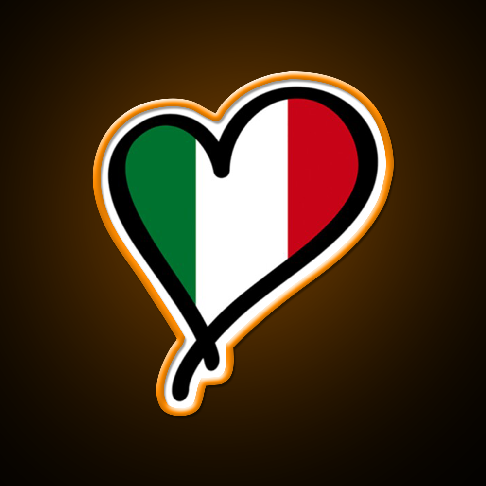 Italian Flag Heart Premium Fast Food Led Neon Sign For Burger Place Rgb Color