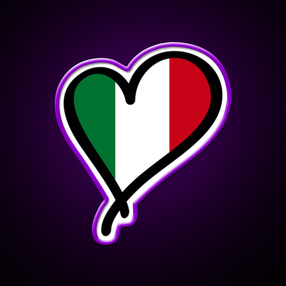 Italian Flag Heart Premium Fast Food Led Neon Sign For Burger Place Rgb Color - Shineneon