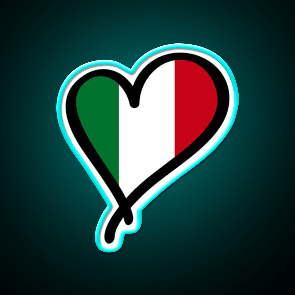 Italian Flag Heart Premium Fast Food Led Neon Sign For Burger Place Rgb Color - Shineneon