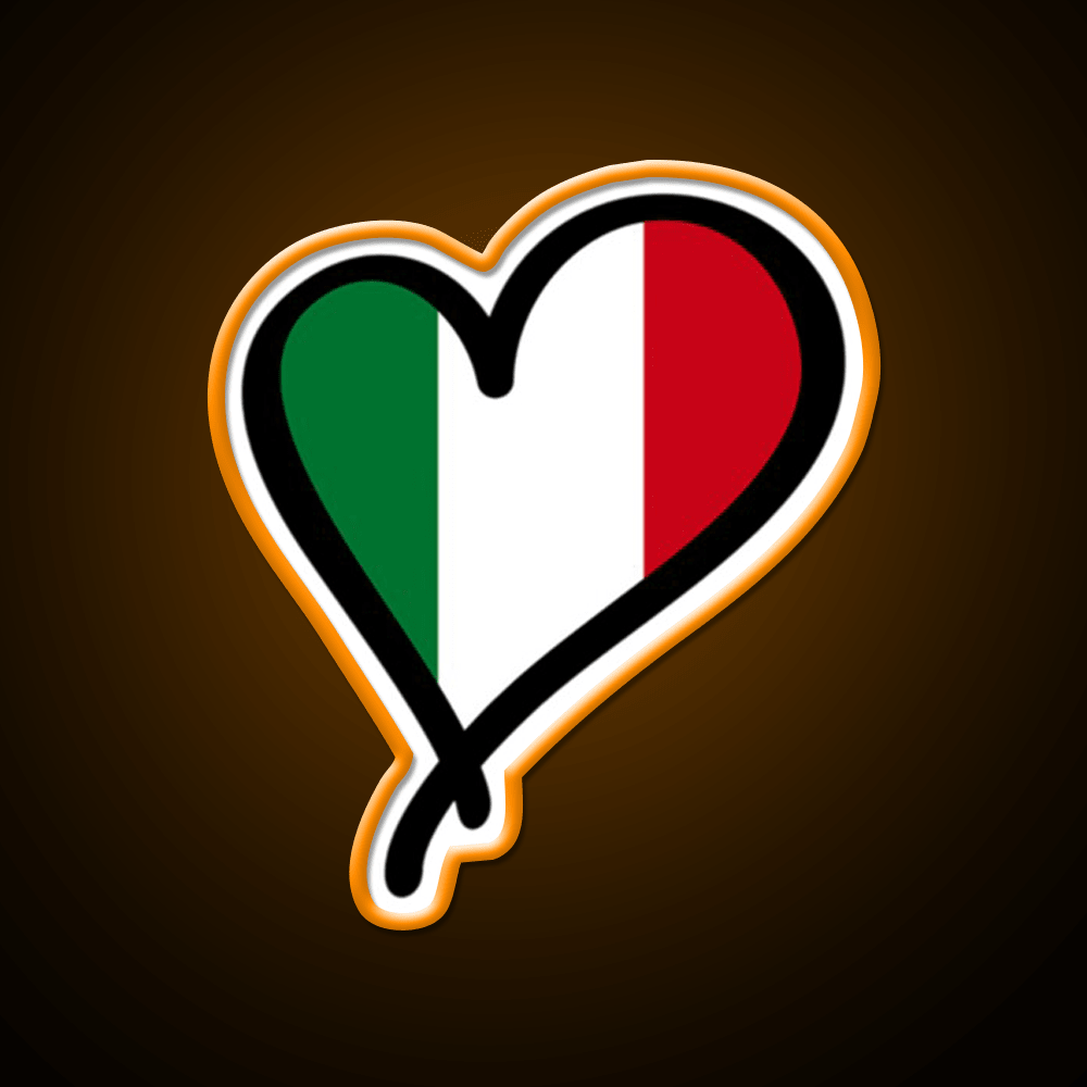 Italian Flag Heart Premium Fast Food Led Neon Sign For Burger Place Rgb Color - Shineneon
