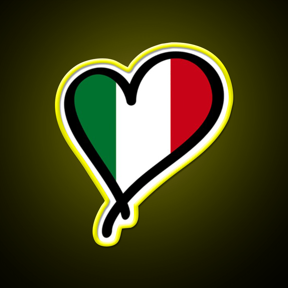 Italian Flag Heart Premium Fast Food Led Neon Sign For Burger Place Rgb Color