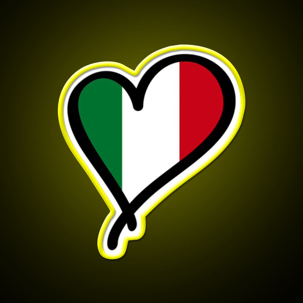 Italian Flag Heart Premium Fast Food Led Neon Sign For Burger Place Rgb Color