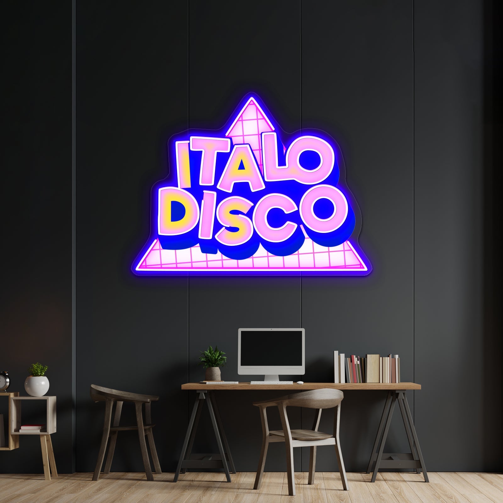 Italo Disco Original Art Synth Pop Shirt Artwork Room Lights Neon - Shineneon