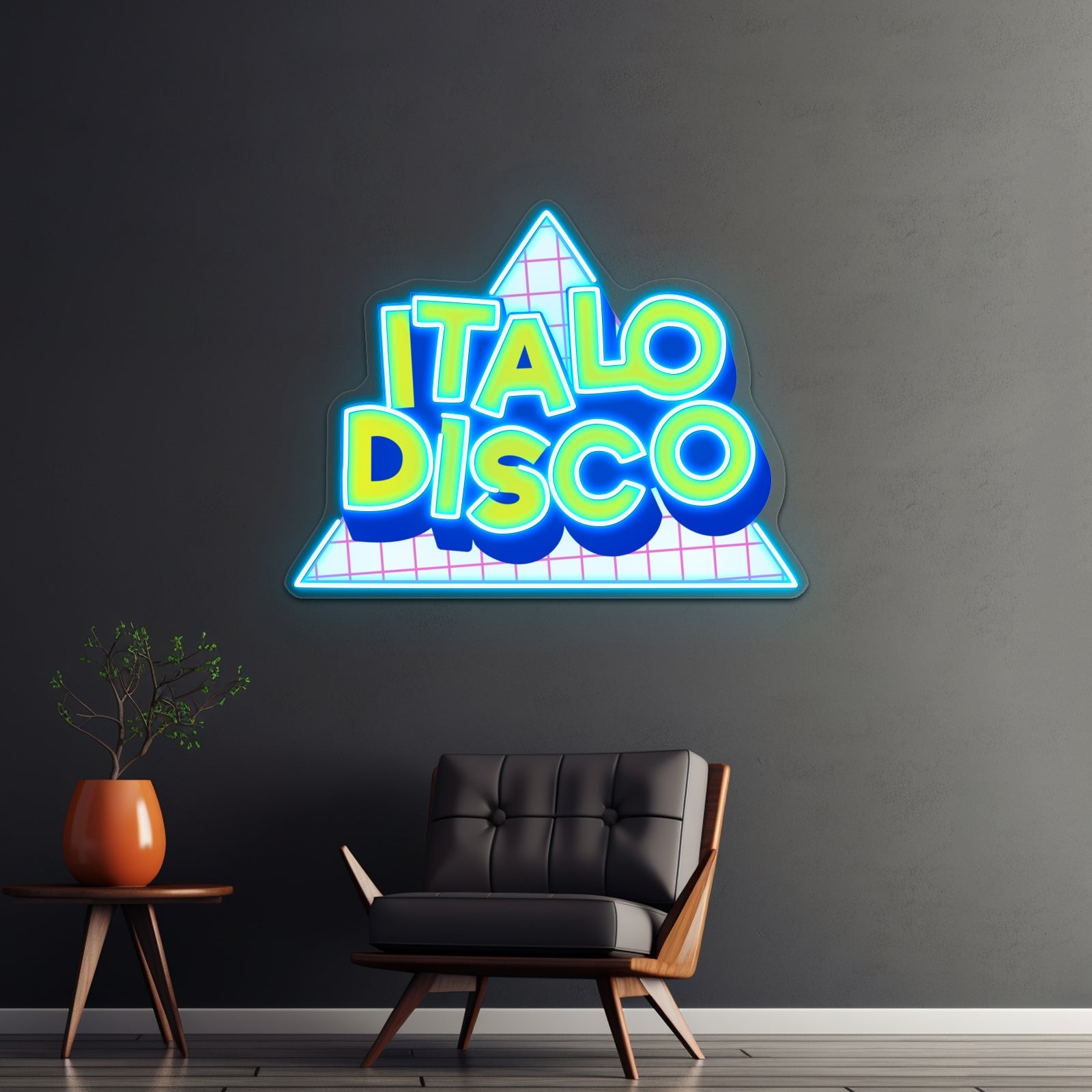 Italo Disco Original Art Synth Pop Shirt Artwork Room Lights Neon - Shineneon
