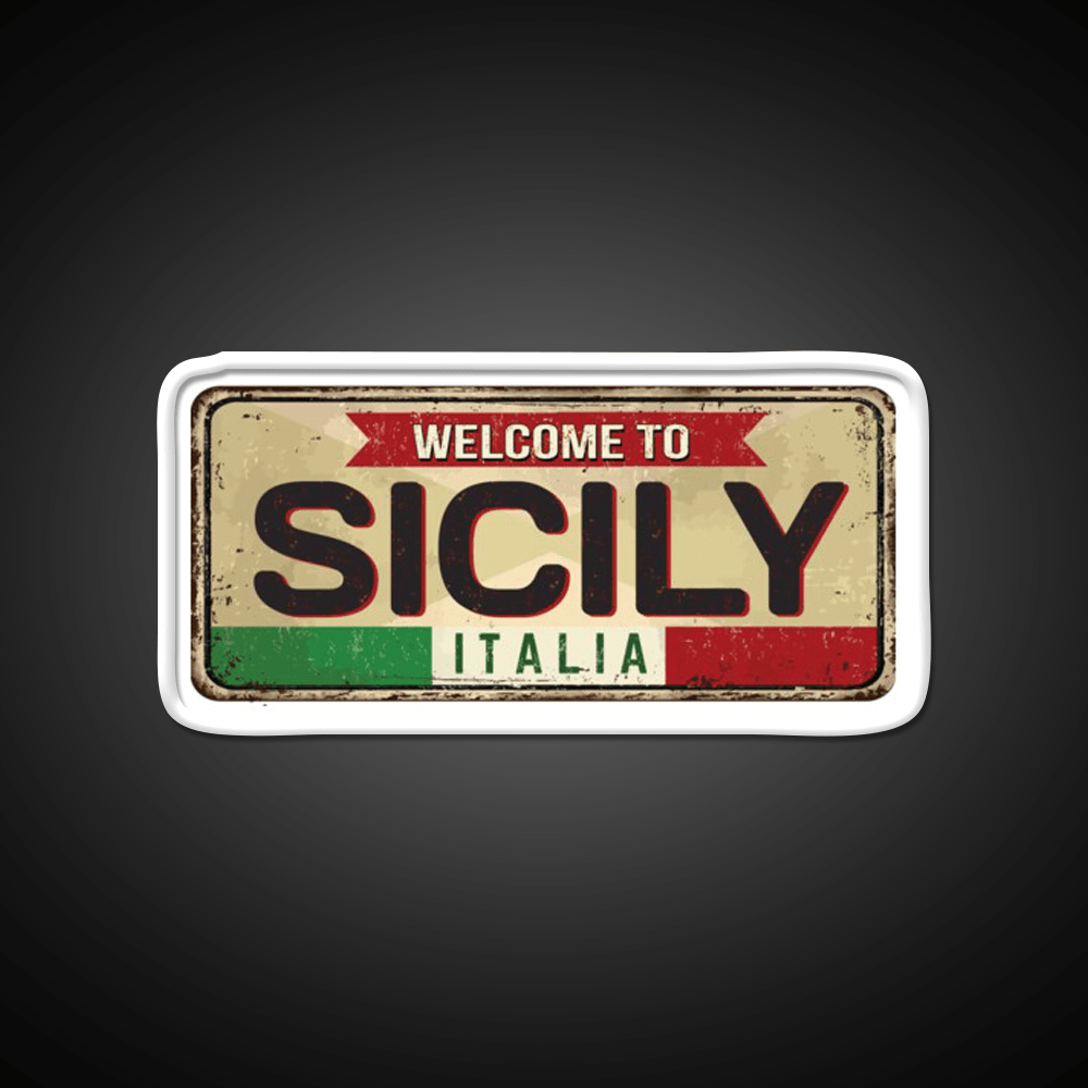 Italy Sicily Vintage Welcome Led Neon Sign Open Sign Rgb Color - Shineneon