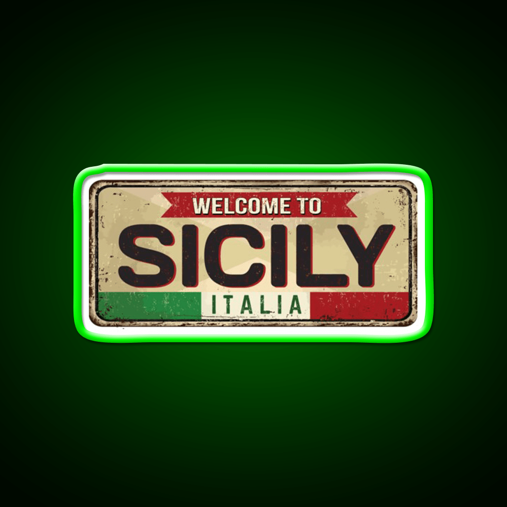 Italy Sicily Vintage Welcome Led Neon Sign Open Sign Rgb Color - Shineneon