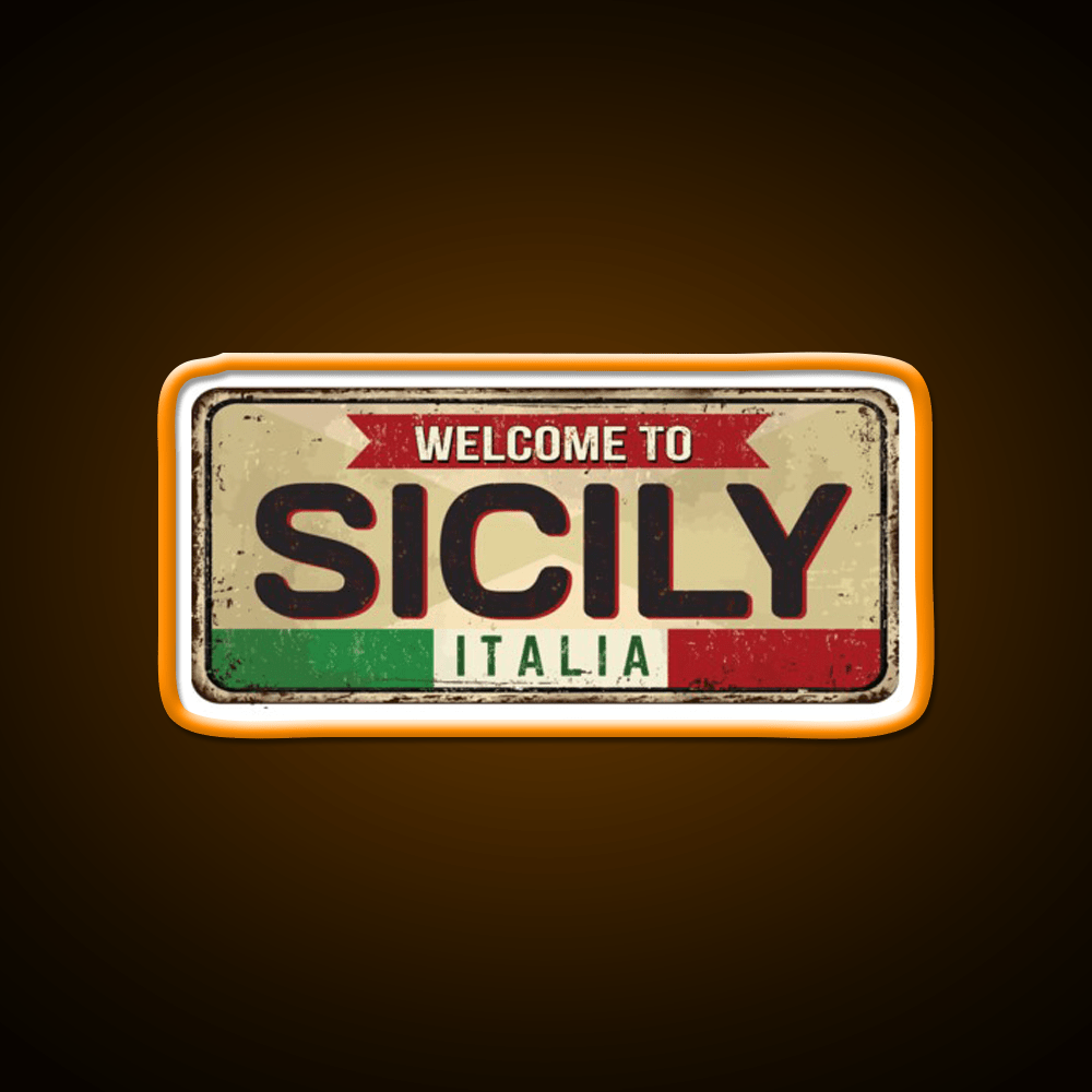 Italy Sicily Vintage Welcome Led Neon Sign Open Sign Rgb Color - Shineneon