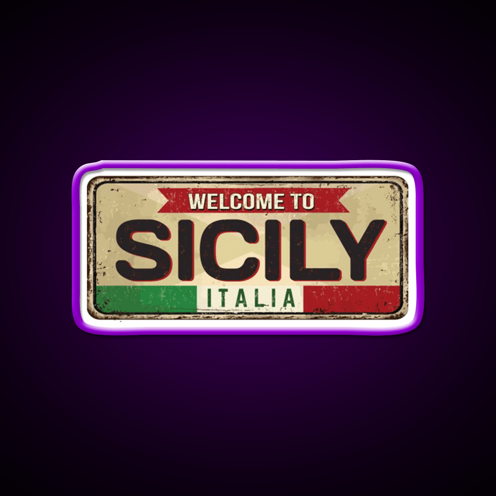 Italy Sicily Vintage Welcome Led Neon Sign Open Sign Rgb Color - Shineneon