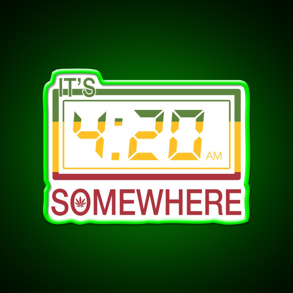 Its 420 Somewhere Hemp Inspired Green Leaf Led Neon Sign Rgb Color - LED neon sign view 8
