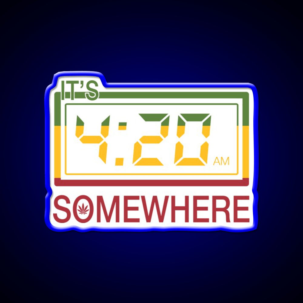 Its 420 Somewhere Hemp Inspired Green Leaf Led Neon Sign Rgb Color - Shineneon