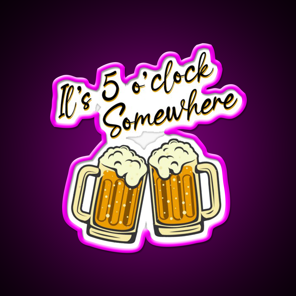 Its 5 Oclock Somewhere Cocktail Bar Decor Led Neon Sign Rgb Color - Neon sign mounted on wall in room