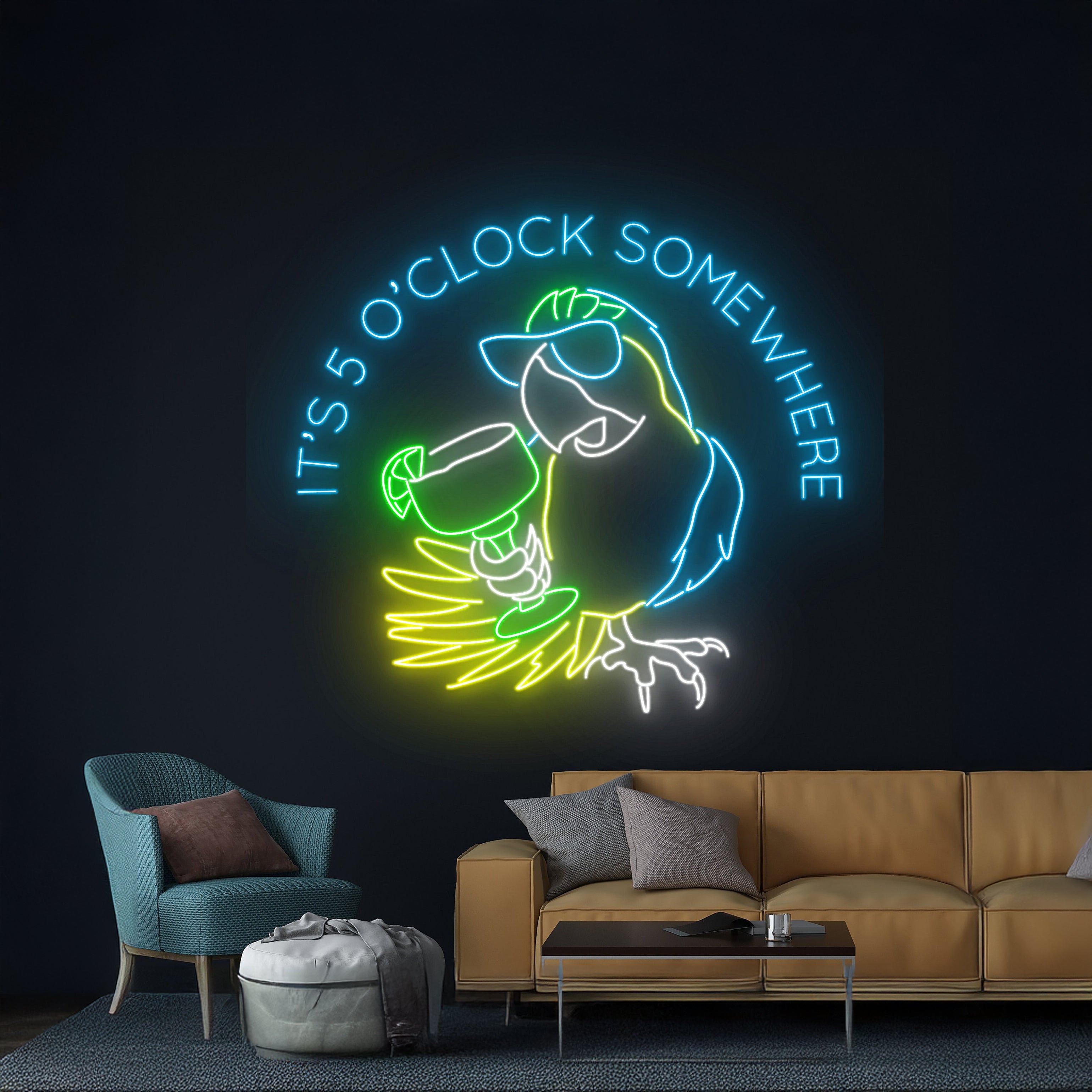 Its 5 Oclock Somewhere Parrot Margarita Neon Light | Shineneon
