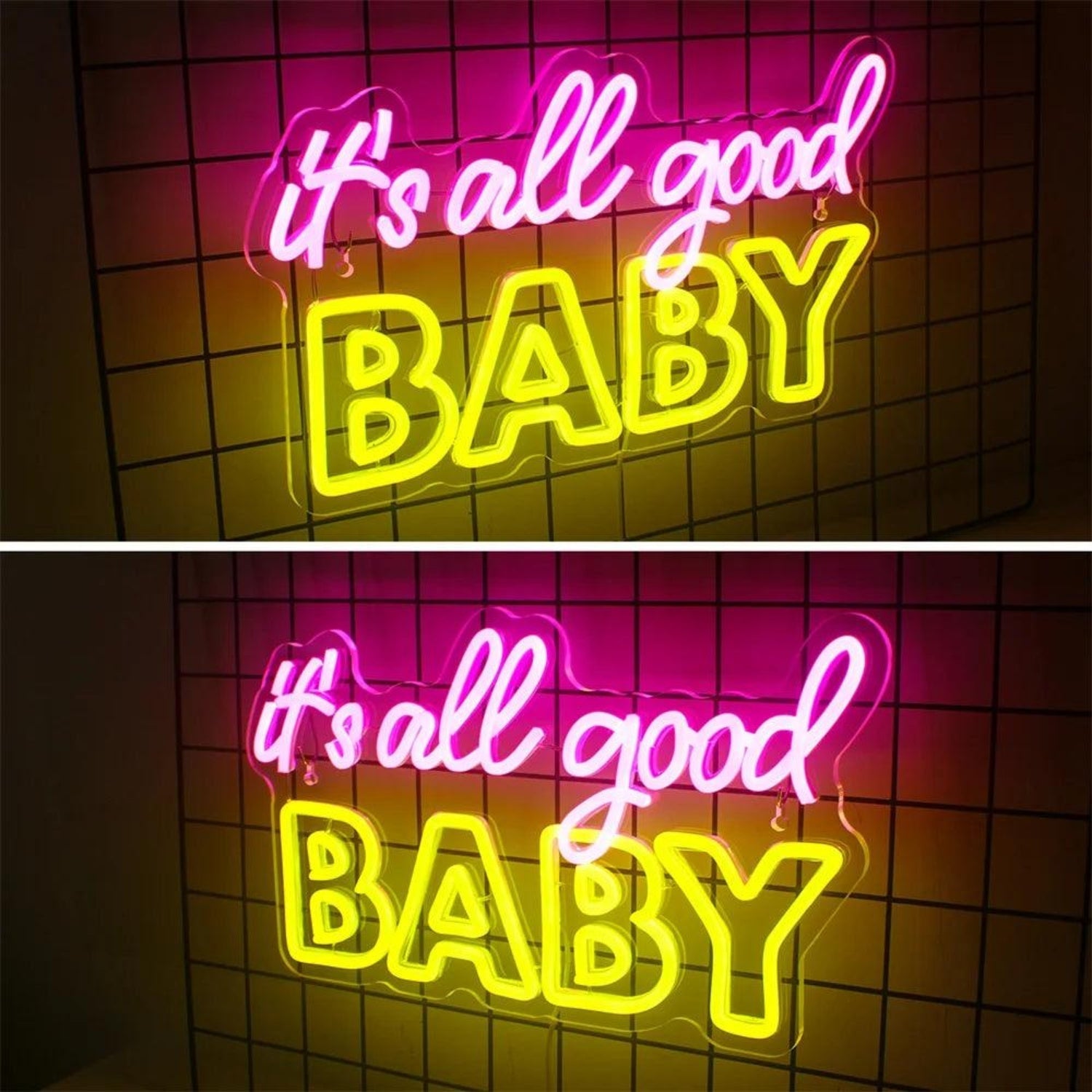 Its All Good Baby Pink Yellow Led Neon Sign Indoor Wall Art Decor - Shineneon