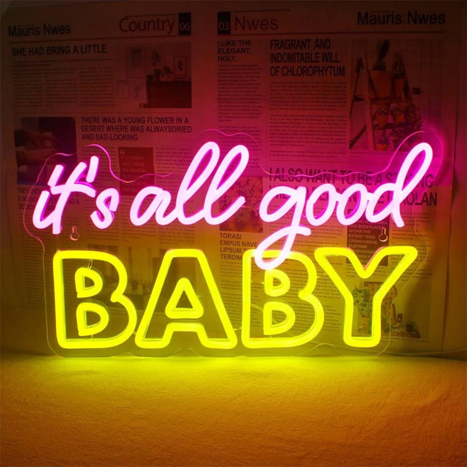 Its All Good Baby Pink Yellow Led Neon Sign Indoor Wall Art Decor - Shineneon
