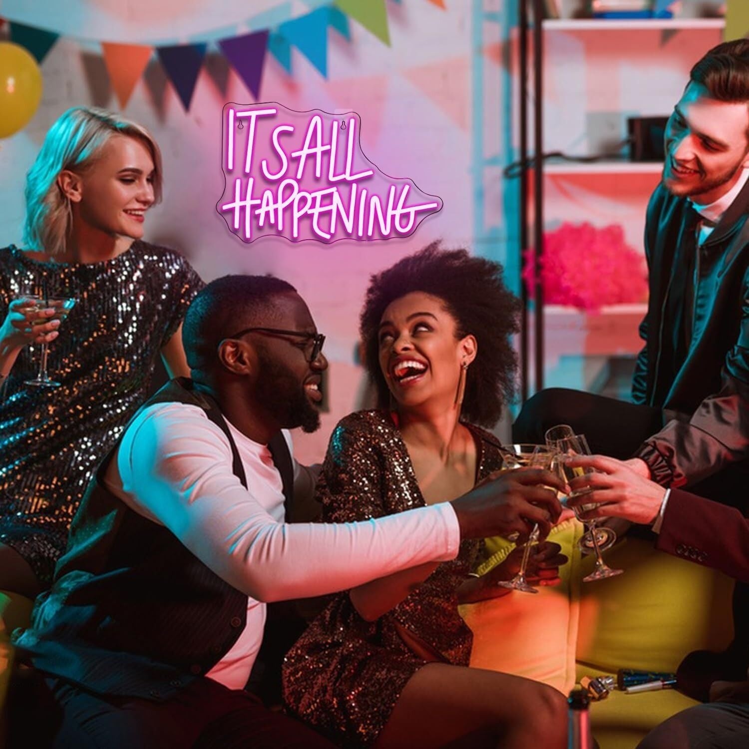 Its All Happening Deep Pink Neon Sign Party Vibes | Shineneon