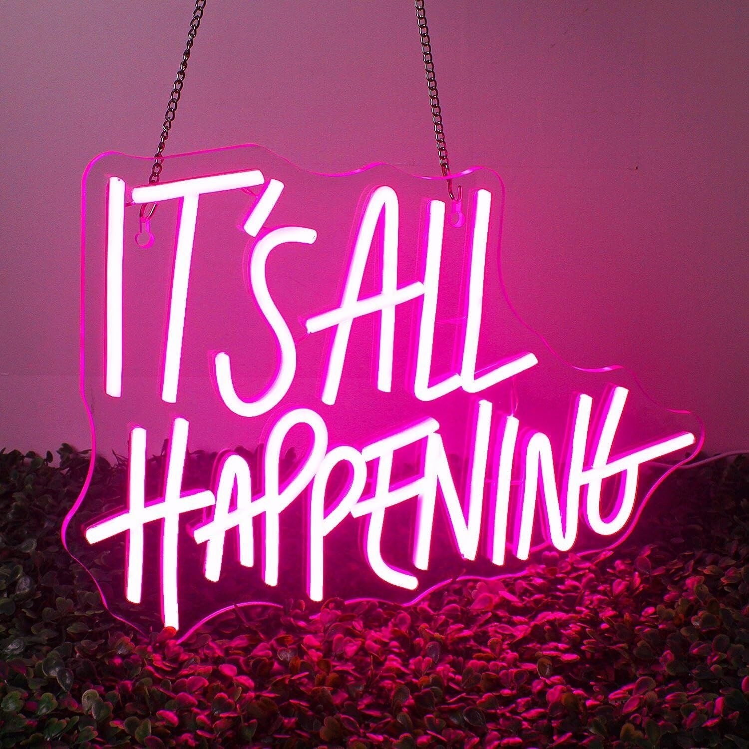 Its All Happening Deep Pink Neon Sign Party Vibes | Shineneon