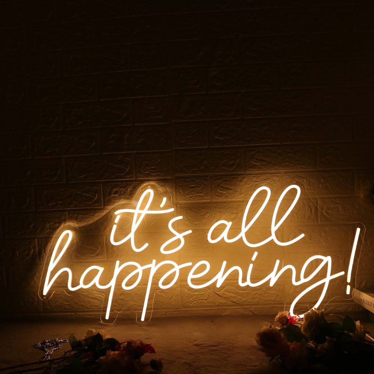 Its All Happening Yellow Led Neon Sign For Fun And Positive Spaces | Shineneon