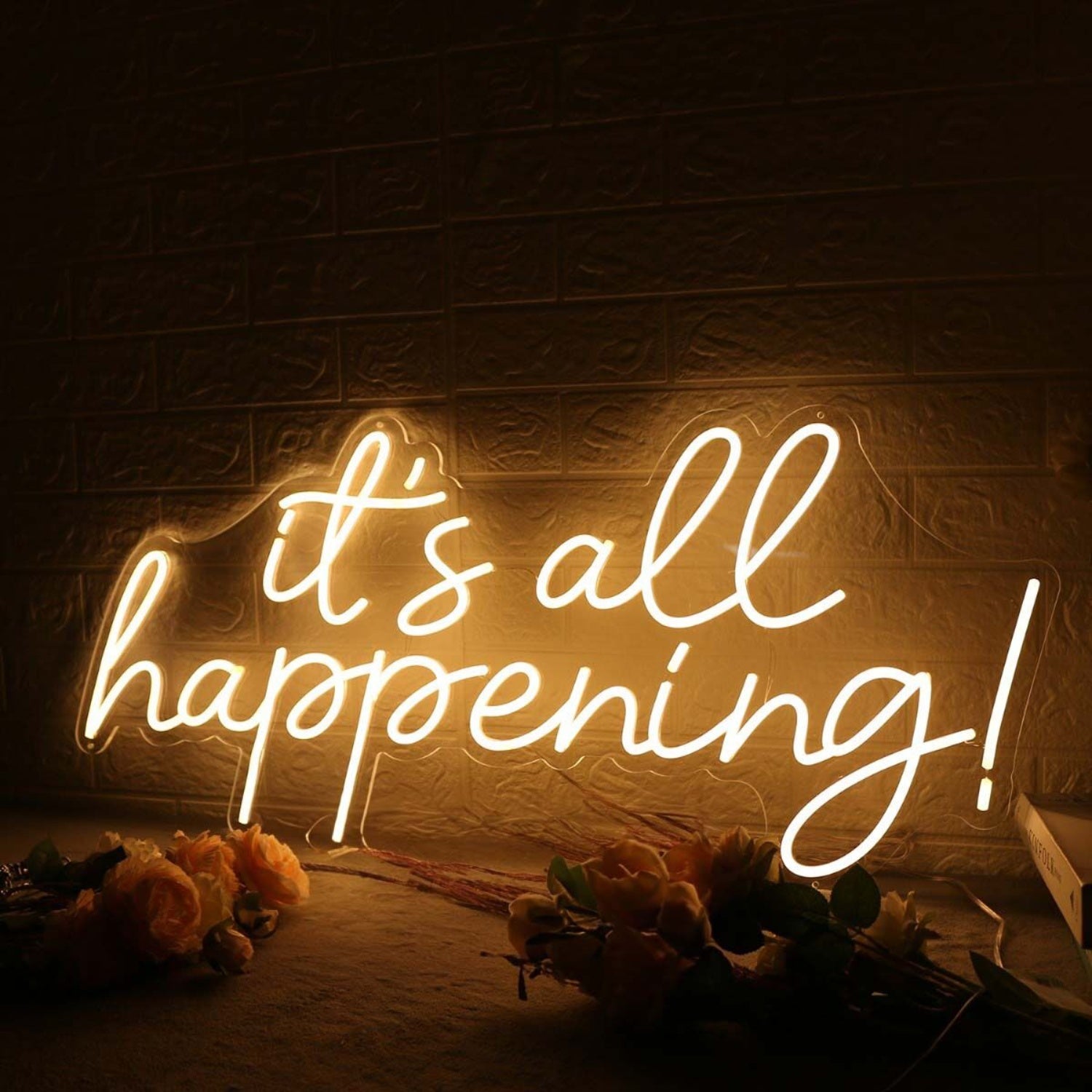 Its All Happening Yellow Led Neon Sign For Fun And Positive Spaces | Shineneon