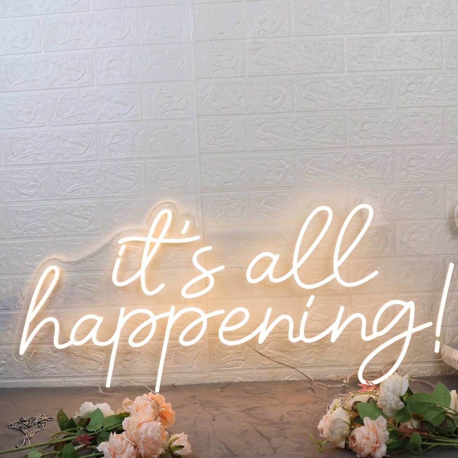 Its All Happening Yellow Led Neon Sign For Fun And Positive Spaces | Shineneon