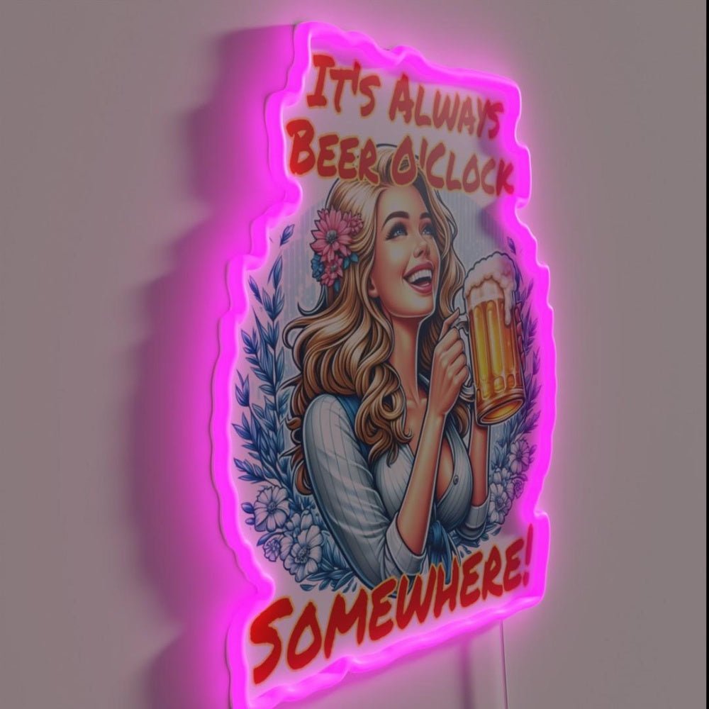 Its Always Beer Time Somewhere Rgb Led Neon Sign Bar Wall Decor - Shineneon